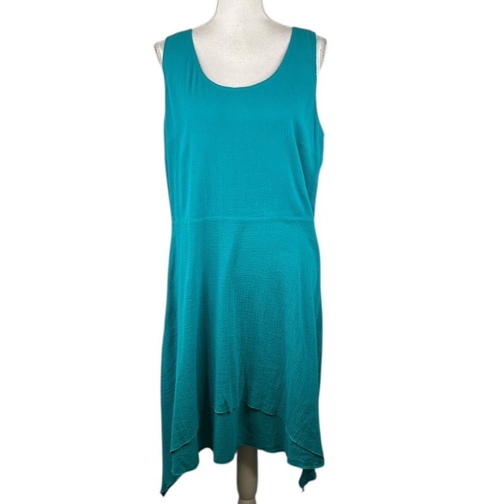 Soft‎ Surroundings Turquoise Beach Gauze Lagenlook Summer Dress Size Medium New!